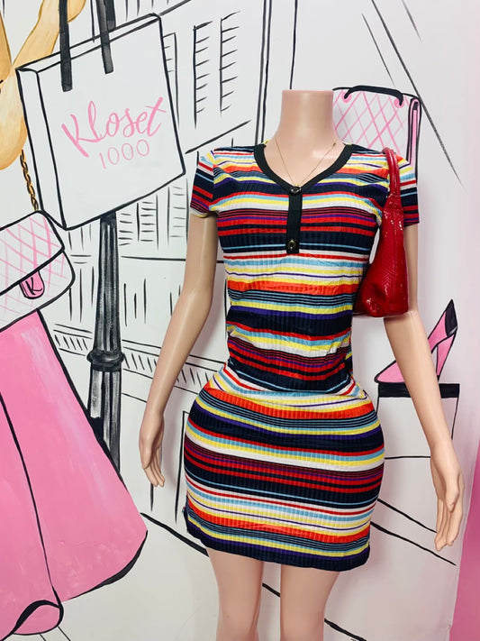 Button Front Stripe Dress