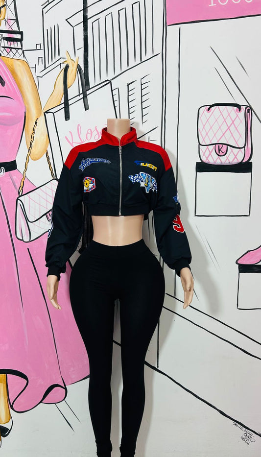 Coolane Letter Graphic Two Tone Drop Shoulder Bomber Jacket